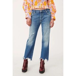 Free People Maggie straight jeans in Sequoia blue 30